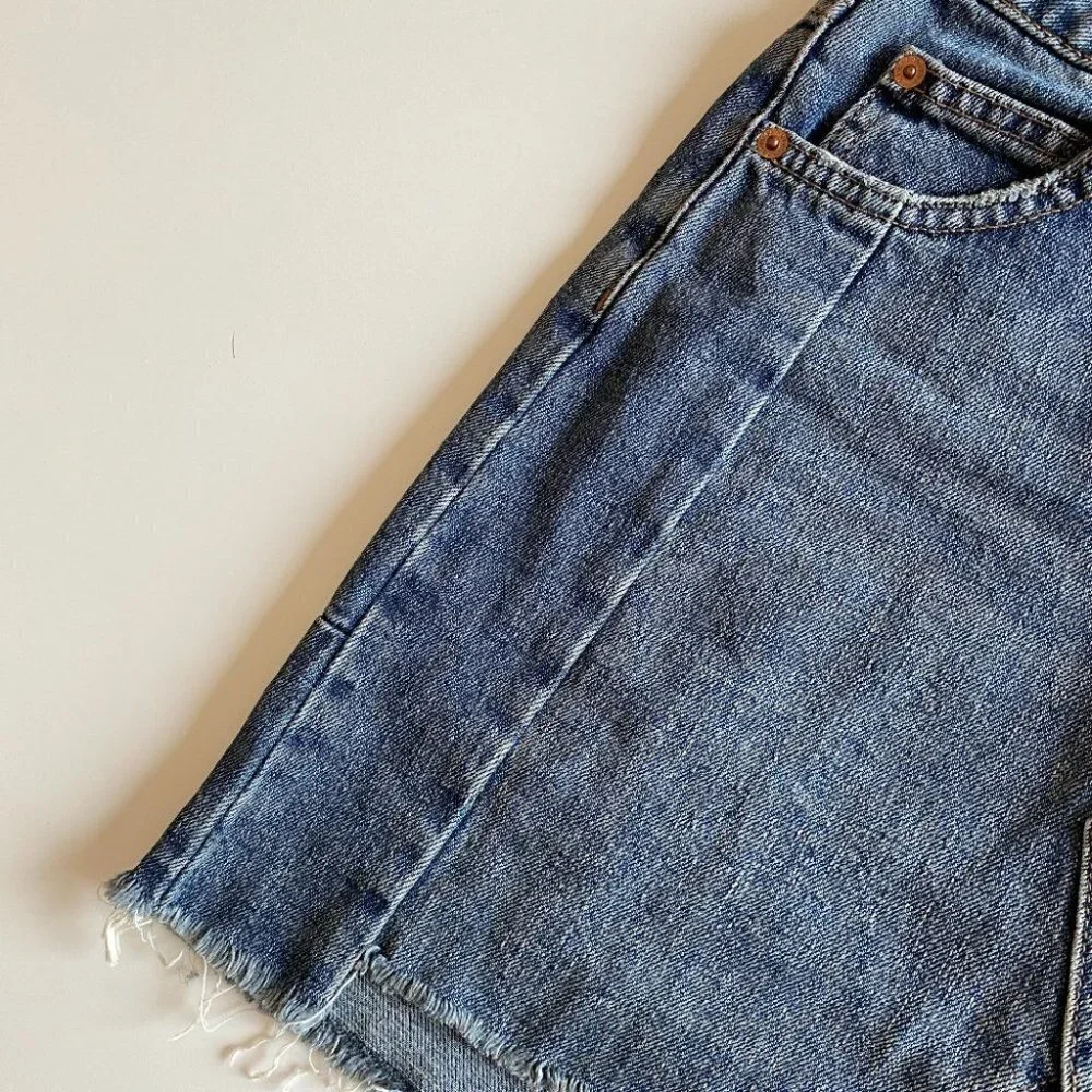 Topshop MOTO Denim Patchwork Mini Skirt Size 6